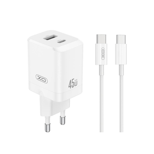 XO CE36 GaN Wand- Ladegerät 45W 1x USB-C + 1x USB-A (Weiß)