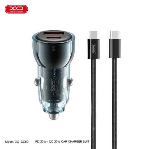 XO CC60 Auto- Ladegerät 60W 1×USB + 1×USB-C (Blau)