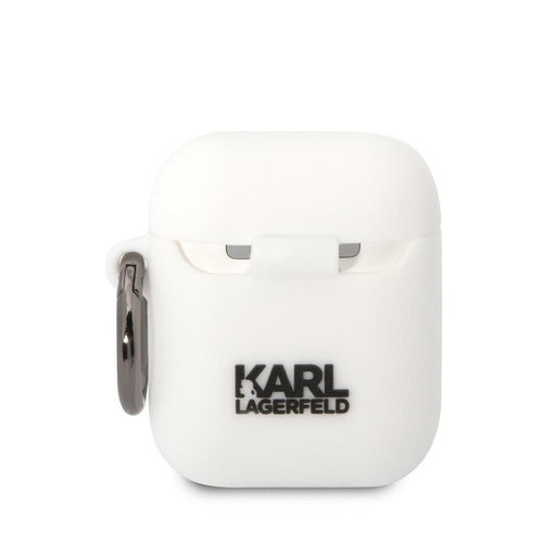 Apple AirPods / AirPods 2 Karl Lagerfeld 3D Logo NFT Karl Head Silicone Hülle (Weiß) - KLA2RUNIKH