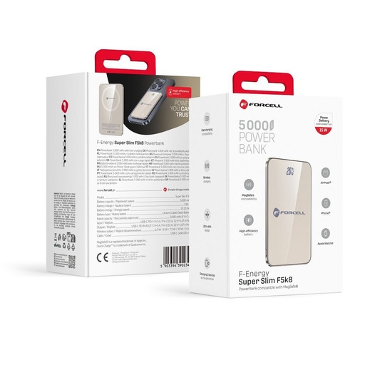 Forcell F-Energy SuperSlim F5K8 MagSafe power bank 15W 5000 mAh (Grau)