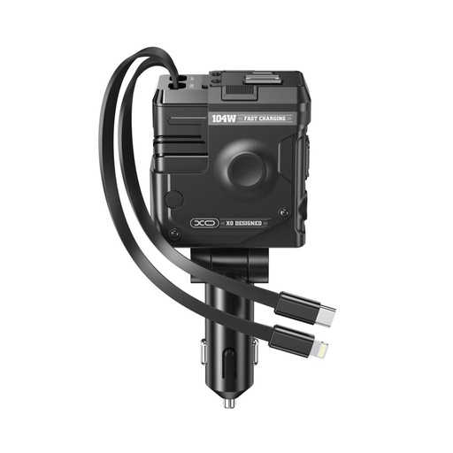 XO CC66 Auto- Schnellladegerät PD + QC lightning und type-c mit Kabel (Schwarz)