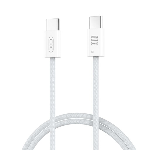 XO NB-Q273 USB-C–USB-C Datenkabel (Weiß) – 60W, geflochten Ausführung