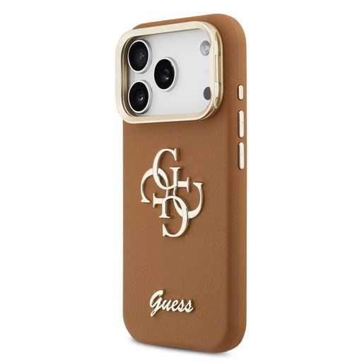 Guess PU Grained 4G Logo Stand Camera Frame iPhone 17 Pro (Braun)