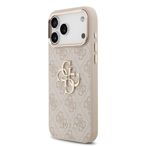 Guess PU Leather 4G Metal Logo Gold Frame iPhone 17 Pro Max (Rosa)