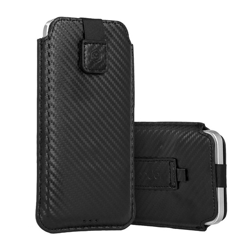 Wonder Carbon zum Einstecken Hülle iPhone 5 / Nokia 215 4G / 225 / 5310 2020 (Schwarz) – M Größe