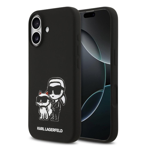Karl Lagerfeld Liquid Silicone K&CH Sketch MagSafe Hülle iPhone 17 (Schwarz) - KLHMP17SSKCGRGOK