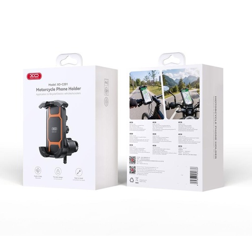 XO C201 vollständig geschlossen Fahrrad-/Motorrad- telefon Halterung (Schwarz/Orange)