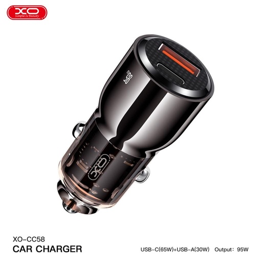 XO CC58 Intelligent transparent Auto- Schnellladegerät (Dunkelgrau) - 95W
