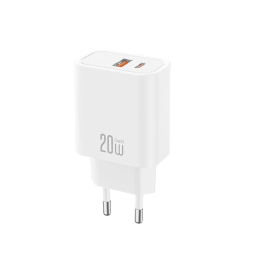 XO CE40(EU) Netz- Schnellladegerät (Weiß) - 20W, 1xUSB-A + 1xUSB-C