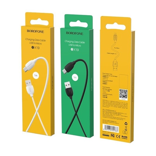 Borofone BX19 microUSB Kabel, 1m, schwarz