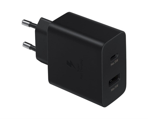 Samsung doppelt portos USB-C / USB-A Netz- Ladegerät 35W (Schwarz) – ECO Verpackung