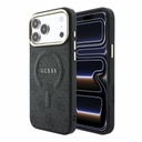 Apple iPhone 18 Pro Guess Leather 4G Gold Frame Embossed MagSafe bőr védőtok (Fekete) (GUHMP18LP4MSEGCK)
