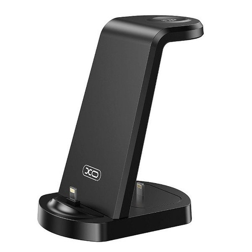 XO WX035 3 az 1-ben kabellos Ladegerät (Schwarz) – iPhone, Apple Watch und TWS Geräte mit Anschluss