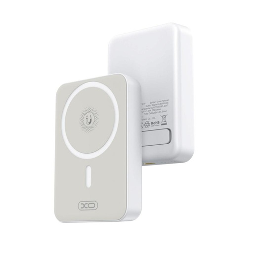 XO PR231 power bank 10000 mAh (Weiß) – kabellos Schnellladen 15W, PD 20W, mit Stütze Ausführung