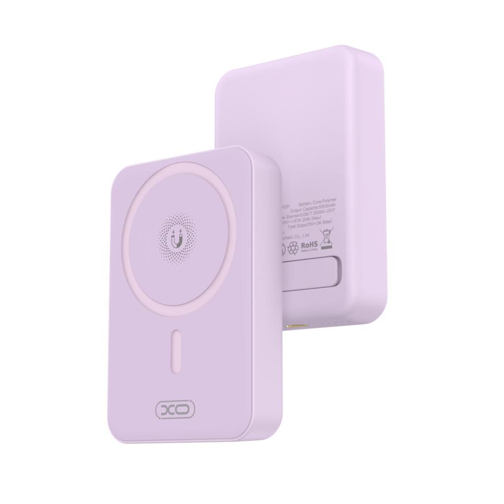 [6920680851478] XO PR231 power bank 10000 mAh (Purple) – wireless fast charging 15W, PD 20W, támasztékos design