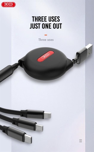 XO NB142 Multi-Anschluss teleskopisch Datenkabel (Schwarz) – 3 az 1-ben