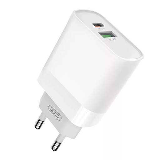 XO L64 PD 20W Schnellladegerät (Weiß) – PD 20W + QC 3.0, USB-A + USB-C Anschluss