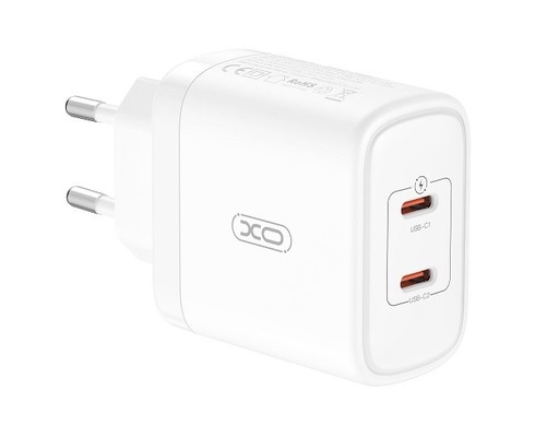 XO CE08 PD max. 50W Schnellladegerät (Weiß) – 2× USB-C Anschluss