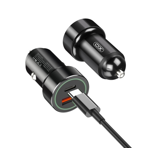 XO CC34 Auto- Ladegerät, 20W, QC3.0, PD3.0 Ausgang,micro USB mit Kabel schwarz