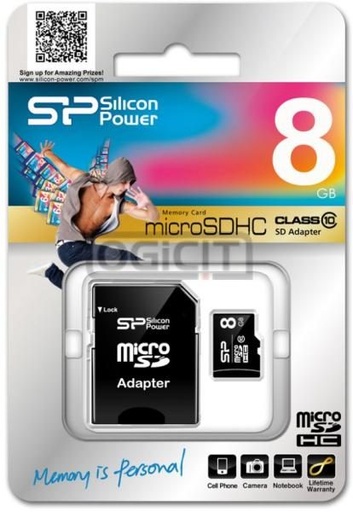 Silicon Power MicroSDHC + adapter 8GB class10 Speicherkarte