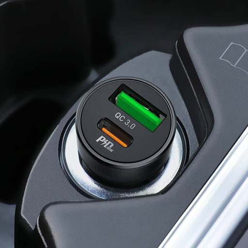 Hoco Z32B Auto- Schnellladegerät (PD Schnellladen), PD max. 27W + QC 3.0 max.18W, , schwarz