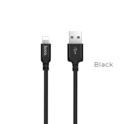 Hoco X14 lightning Kabel (Stoffbezug), Stoff, 2,4A, 2m, schwarz