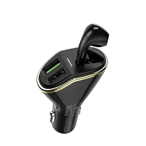 Hoco E47 Auto- Schnellladegerät (2 USB port), QC 3.0, max. 18W + headset, schwarz
