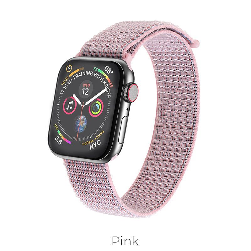 [6931474708021] Hoco Apple Watch Series1/2/3/4/5(42/44mm) WB06 nylon sport strap, Pink