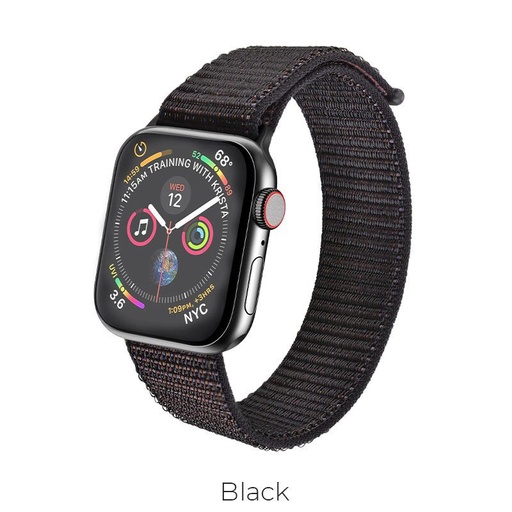 Hoco Apple Watch Series1/2/3/4/5(38/40mm) WB06 nylon Sportarmband, Schwarz