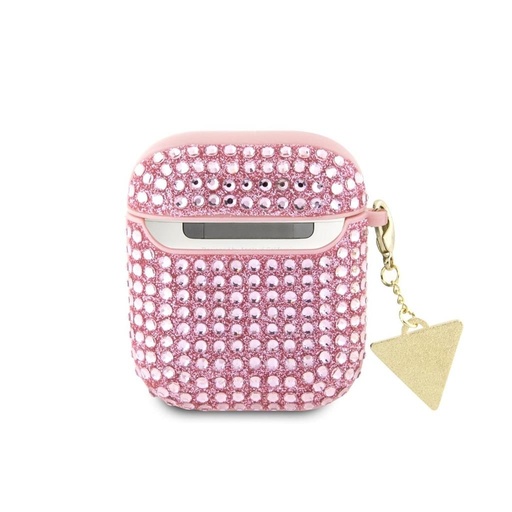 Guess Rhinestones Triangle Metal Logo Hülle AirPods 1/2 (Rosa) - GUA2HDGTPP