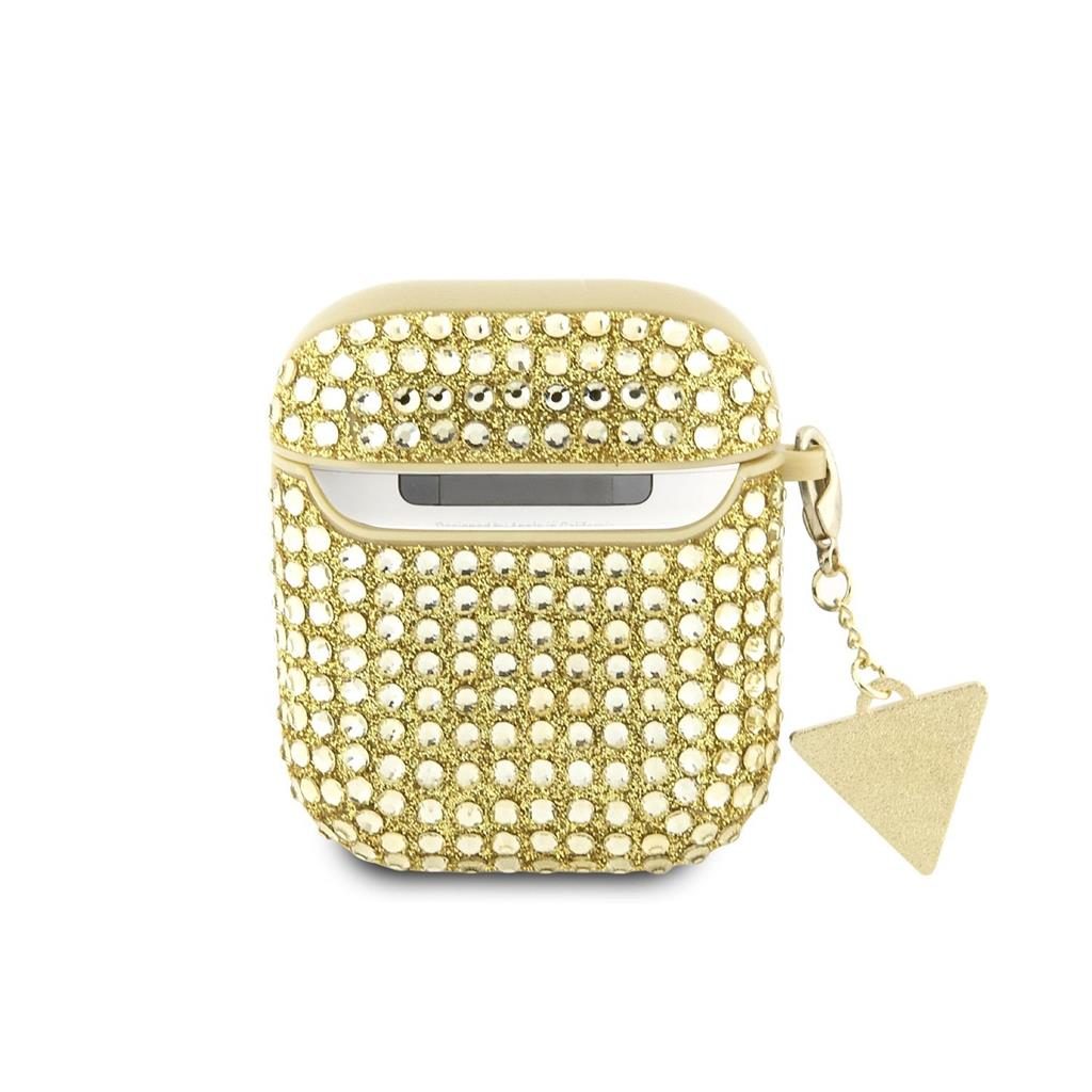 [GUA2HDGTPD] Guess Rhinestones Triangle Metal Logo case AirPods 1/2 (Gold) - GUA2HDGTPD