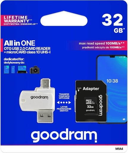 Goodram microSDHC + adapter + OTG Leser 32GB class10 Speicherkarte