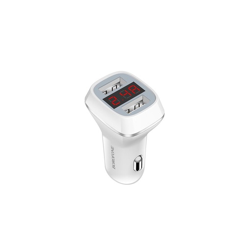 Borofone BZ3 Auto- Ladegerät (2xUSB port), LED Statusanzeige,5V 2,4A, weiß