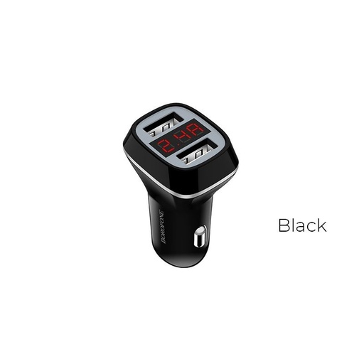 Borofone BZ3 Auto- Ladegerät (2xUSB port), LED Statusanzeige,5V 2,4A, schwarz