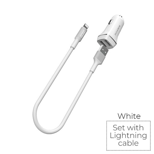 Borofone BZ2 Auto- Ladegerät (2 USB port, lightning Kabel), 5V 2,4A, weiß