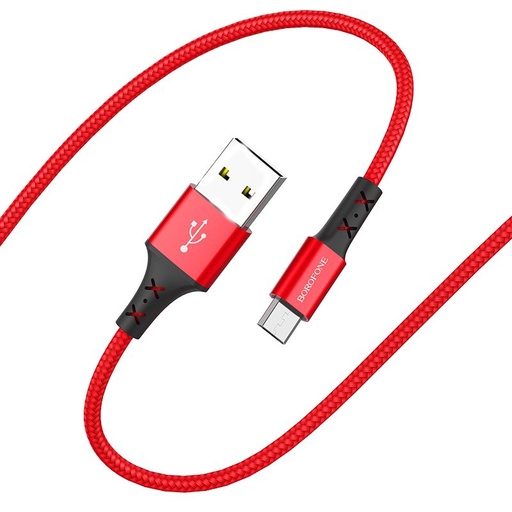 Borofone BX20 microUSB Kabel, Stoff, 2A, 1m, rot