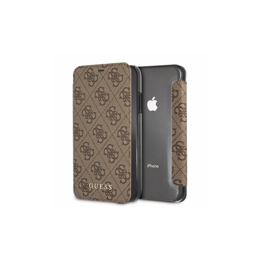 Apple iPhone X / iPhone XS GUESS Charms collection Premium Klapphülle (Braun)