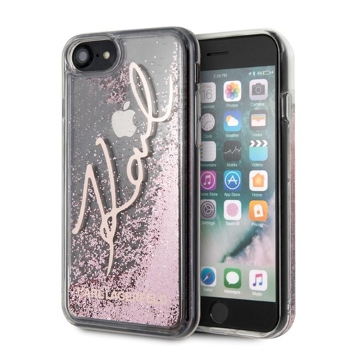 Apple iPhone 7 / iPhone 8 / iPhone SE 2020 / iPhone SE 2022 Karl Lagerfeld signature Premium Backcover (Pink-Arany - KLHCI8TRKS