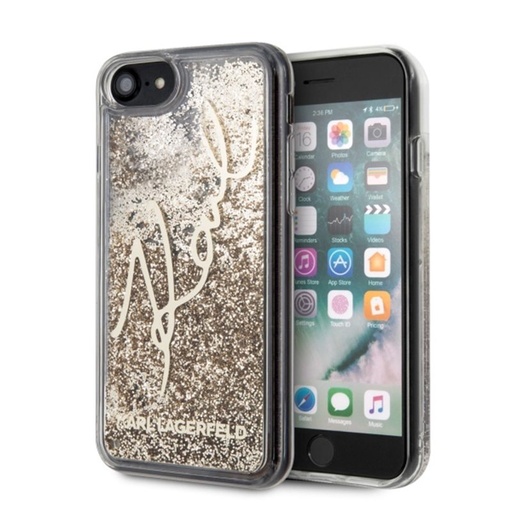 Apple iPhone 7 / iPhone 8 / iPhone SE 2020 / iPhone SE 2022 Karl Lagerfeld signature Premium Backcover (Gold - KLHCI8TRKSGO)