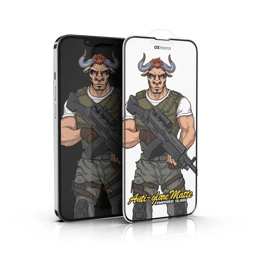 Apple iPhone 14 Pro Max OX Warrior Mr. Soldier Fingerabdruck frei matt Panzerglas transparent (schwarz Rahmen)