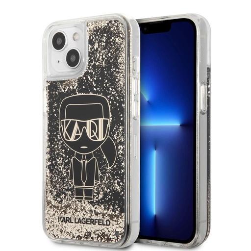 Apple iPhone 13 mini Karl Lagerfeld Liquid Glitter Gatsby Hülle (Schwarz) – KLHCP13SLGGKBK
