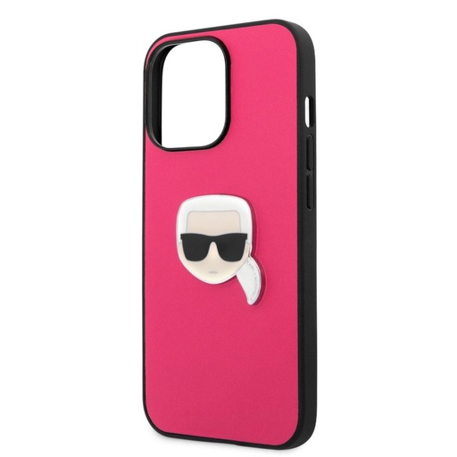 Apple iPhone 13 Pro Karl Lagerfeld PU Leather Karl Head Hülle (Rosa) – KLHCP13LPKMP
