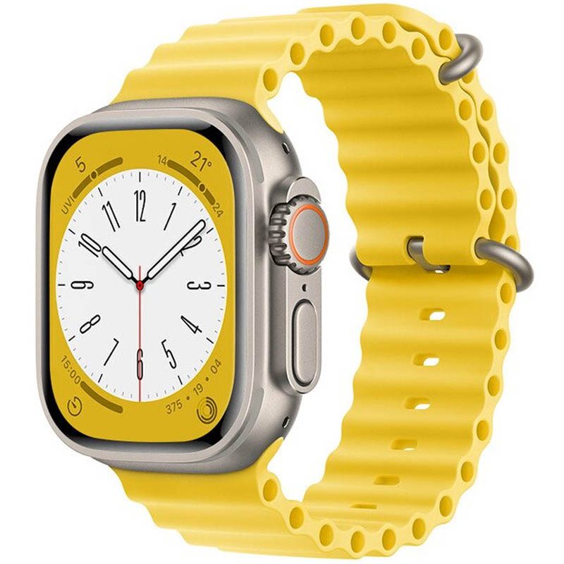 [6931474789532] Apple Watch 42mm / Watch 44mm / Watch 45mm / Watch 49mm HOCO WA12 silicone strap yellow