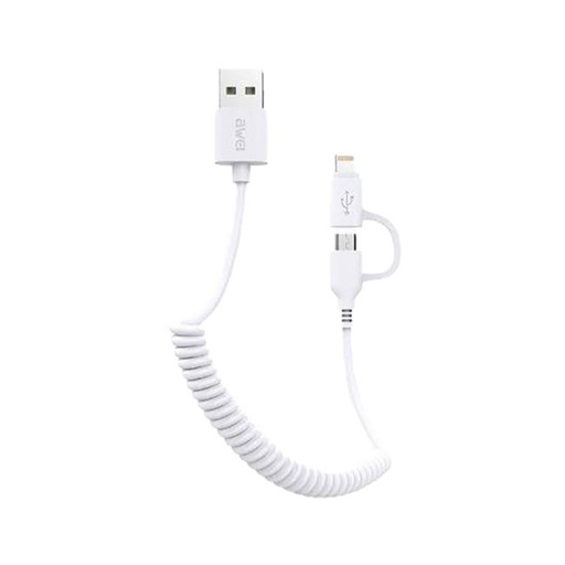 AWEI CL-53 2in1 Kabel (microUSB + lightning), csavart, 1m, weiß