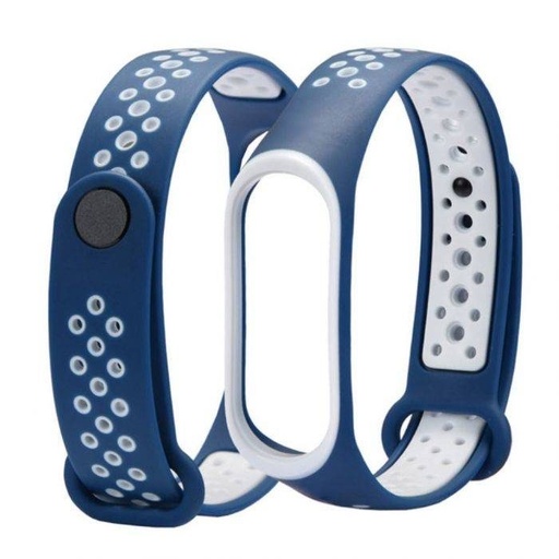 Xiaomi Mi Band 3/4/5/6 Silikon Riemen, meerblau/weiß