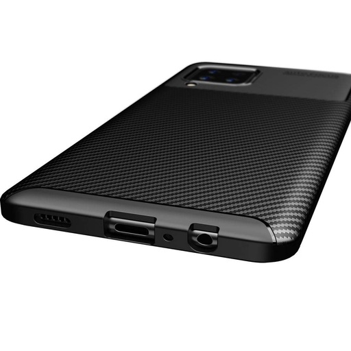 Samsung Galaxy A12 carbon fiber Silikon Backcover, (Schwarz)