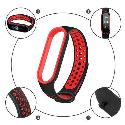 Xiaomi Mi Band 3/4/5/6 Silikon Riemen, mint/weiß