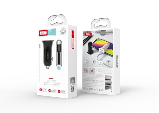 XO TZ10 Auto- Ladegerät (Weiß) – 2×USB, Type-C Kabel, dual port, 12W