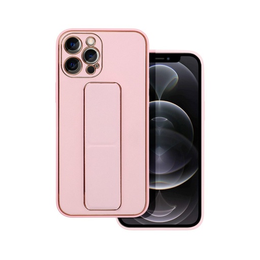Apple iPhone 12 Pro Max Leder Schutzhülle ausziehbar mit Ständer, magnetisch Autohalterung kompatibel , (Rosa)