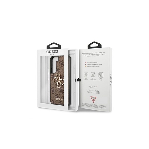 Samsung Galaxy S22+ Guess PU 4G Metal Logo Hülle (Braun) - GUHCS22M4GMGBR